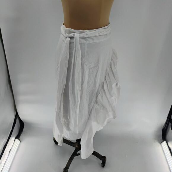 MILLY Skirt Lagenlook Stripe 100% Cotton White Midi Women's Size 10 - Picture 10 of 16